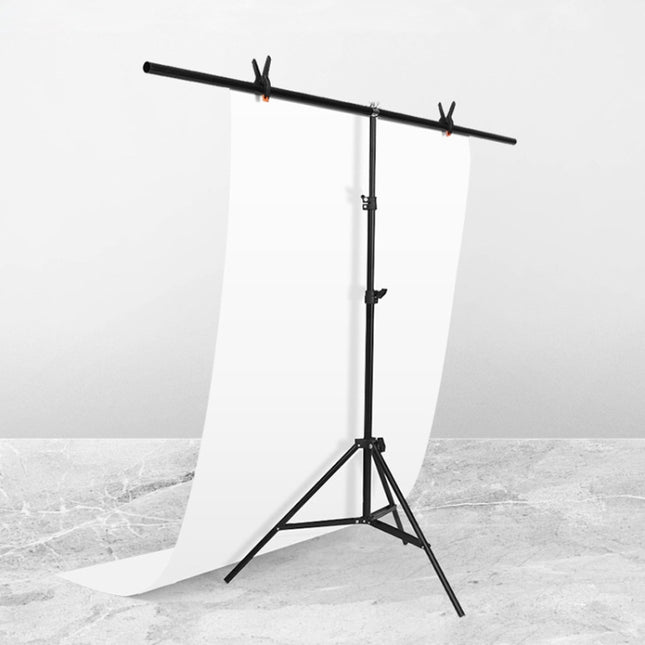 150x200cm T-Shape Photo Studio Background Support Stand Backdrop Crossbar Bracket Kit with Clips, No Backdrop-garmade.com