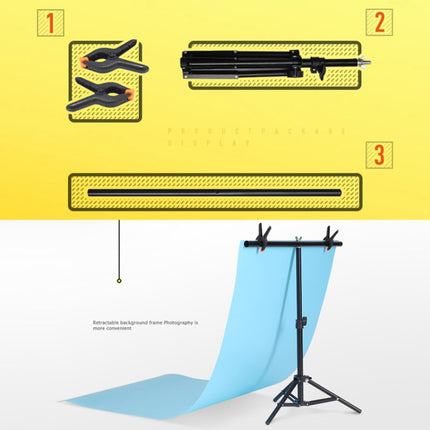 150x200cm T-Shape Photo Studio Background Support Stand Backdrop Crossbar Bracket Kit with Clips, No Backdrop-garmade.com