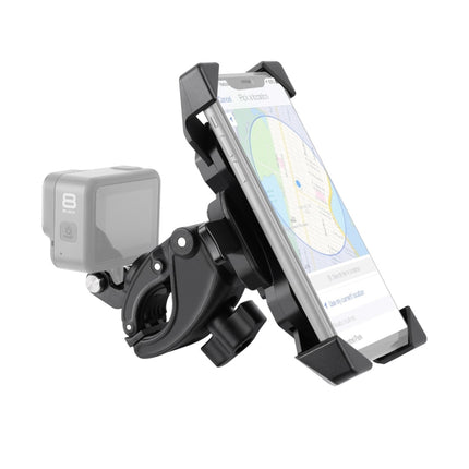 Handlebar Seatpost Pole Mount Bicycle GPS Navigation Handbar Bracket Phone Clamp for GoPro HERO8 /7 /6 /5, Suitable for 4.0-6.5 inch Mobile Phones(Black)-garmade.com