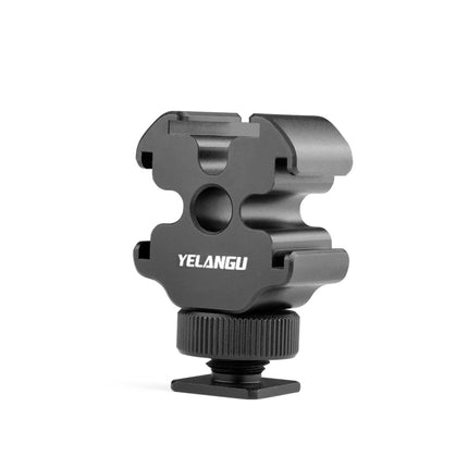 YELANGU YLG0601A A68 3-Head Cold Shoe Mount Adapter Microphone Flash Light Metal Holder Bracket(Black)-garmade.com