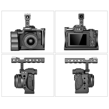 YELANGU C14 YLG0714A Video Camera Cage Stabilizer with Handle for Canon EOS M50(Black)-garmade.com