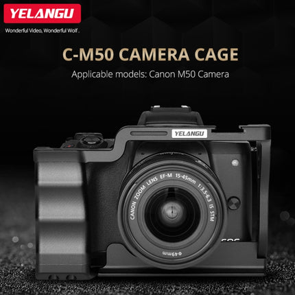 YELANGU C14-A YLG0714A-A Video Camera Cage Stabilizer with Handle for Canon EOS M50 (Black)-garmade.com