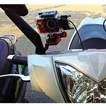Motorcycle Rearview Mirror CNC Aluminum Alloy Stent Fixed Bracket Holder for GoPro HERO6/ 5 /5 Session /4 /3+ /3 /2 /1, Xiaomi Xiaoyi, SJCAM Camera(Black)-garmade.com