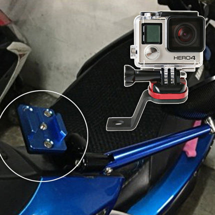 Motorcycle Rearview Mirror CNC Aluminum Alloy Stent Fixed Bracket Holder for GoPro HERO6/ 5 /5 Session /4 /3+ /3 /2 /1, Xiaomi Xiaoyi, SJCAM Camera(Blue)-garmade.com