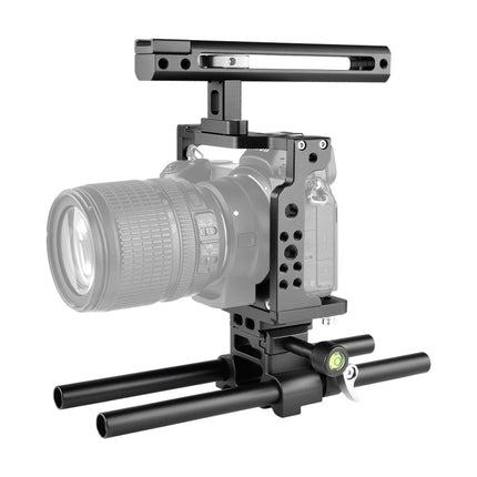 YELANGU C15 YLG0711A Video Camera Cage Stabilizer with Handle & Rail Rod for Nikon Z6 / Z7(Black)-garmade.com