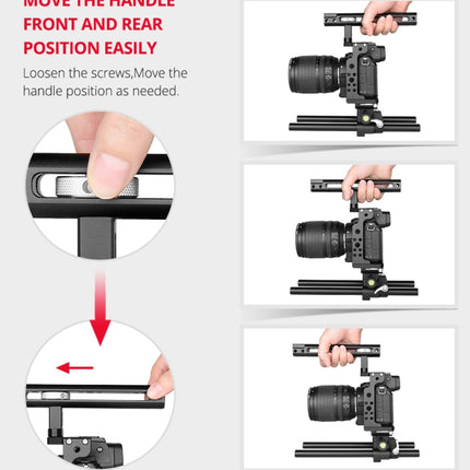 YELANGU C15 YLG0711A Video Camera Cage Stabilizer with Handle & Rail Rod for Nikon Z6 / Z7(Black)-garmade.com