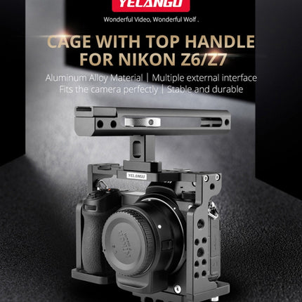 YELANGU C15-B YLG0711A-A Video Camera Cage Stabilizer with Handle for Nikon Z6 / Z7(Black)-garmade.com