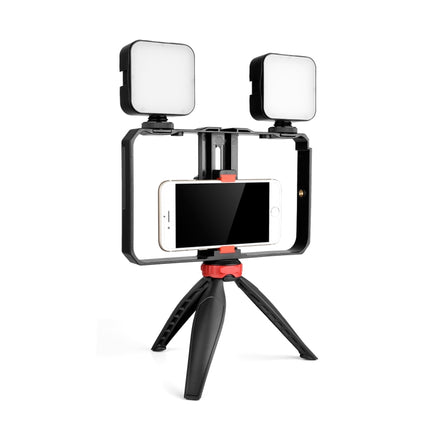 YELANGU PC203 YLG1801C Vlogging Live Broadcast LED Selfie Light Smartphone Video Rig Handle Stabilizer Plastic Bracket Tripod Kits-garmade.com