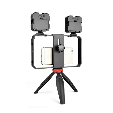YELANGU PC203 YLG1801C Vlogging Live Broadcast LED Selfie Light Smartphone Video Rig Handle Stabilizer Plastic Bracket Tripod Kits-garmade.com