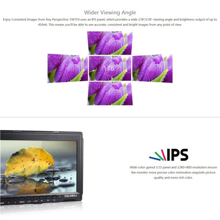 FEELWORLD FW759 1280x800 7 inch IPS Screen Ultra-thin HD Camera Field Monitor-garmade.com