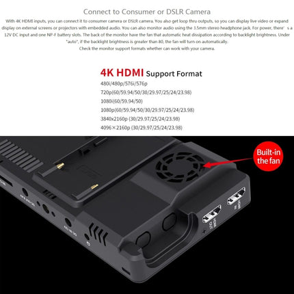 FEELWORLD LUT6 1920x1080 2600 nits 6 inch IPS Screen HDMI 4K Touch Control Camera Field Monitor-garmade.com