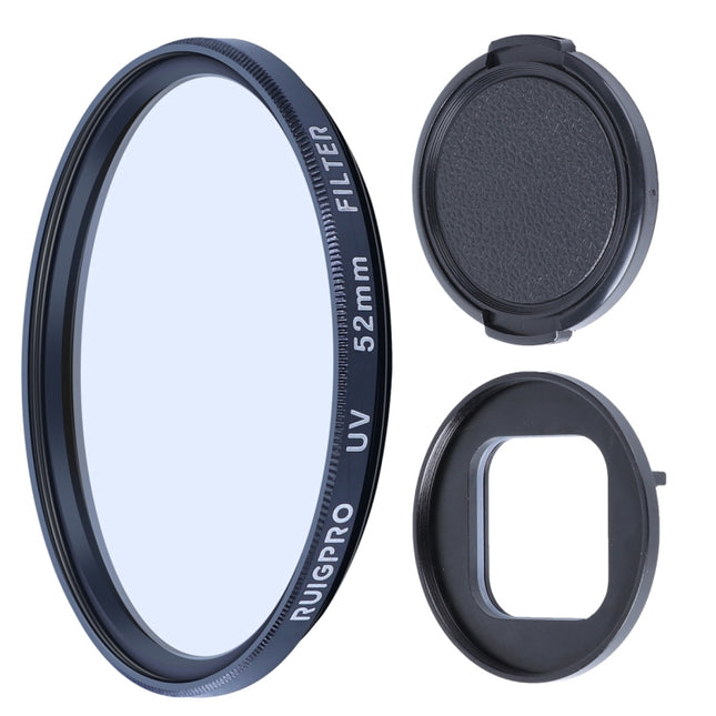 RUIGPRO for GoPro HERO10 Black / HERO9 Black Professional 52mm UV Lens Filter with Filter Adapter Ring & Lens Cap-garmade.com