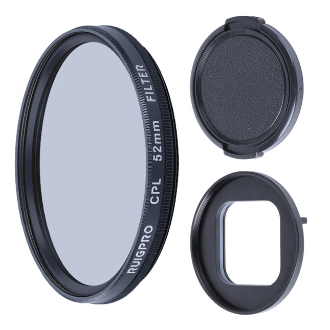 RUIGPRO for GoPro HERO10 Black / HERO9 Black Professional 52mm CPL Lens Filter with Filter Adapter Ring & Lens Cap-garmade.com