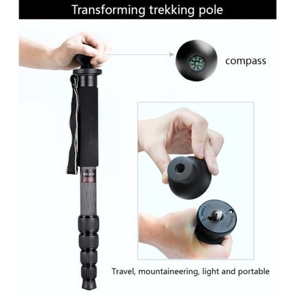 BEXIN MCS285 Portable Travel Outdoor DSLR Camera Carbon Fiber Monopod Holder (Black)-garmade.com