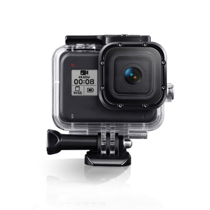 For GoPro HERO8 Black 45m Waterproof Housing Protective Case with Buckle Basic Mount & Screw & Floating Bobber Grip & Strap & Anti-Fog Inserts(Transparent)-garmade.com