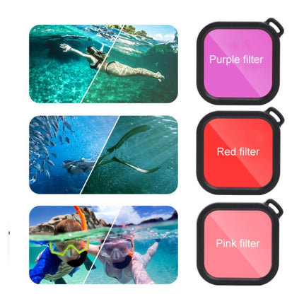 For GoPro HERO8 Black 45m Waterproof Housing Protective Case with Buckle Basic Mount & Screw & (Purple, Red, Pink) Filters & Floating Bobber Grip & Strap & Anti-Fog Inserts (Black)-garmade.com