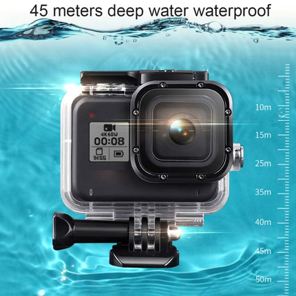 For GoPro HERO8 Black 45m Waterproof Housing Protective Case with Buckle Basic Mount & Screw & (Purple, Red, Pink) Filters & Floating Bobber Grip & Strap & Anti-Fog Inserts (Transparent)-garmade.com