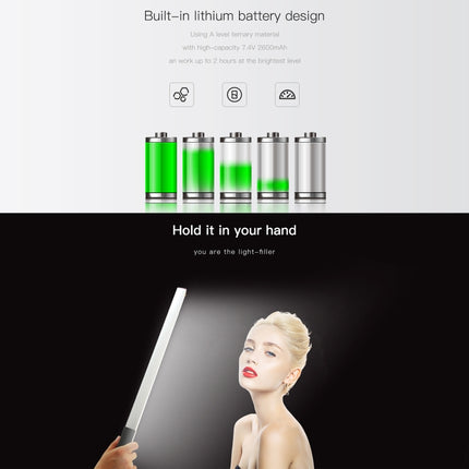 LUXCeO Q508S Dual Color Temperature 1000LM Photo LED Stick Video Light Handheld LED Fill Light Flash Lighting Lamp (Black)-garmade.com