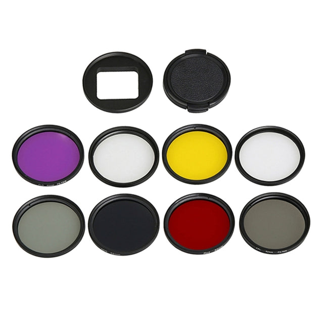 For GoPro HERO5 Sport Action Camera Proffesional 52mm Lens Filter(CPL + UV + ND8 + ND2 + Star 8 + Red + Yellow + FLD / Purple) & Waterproof Housing Case Adapter Ring-garmade.com
