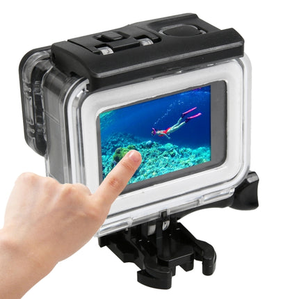 For GoPro HERO5 30m Waterproof PC & ABS Housing Protective Case + Touch Back Cover with Buckle Basic Mount & Long Screw, Backcover Size: 7 x 6 cm-garmade.com