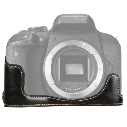 1/4 inch Thread PU Leather Camera Half Case Base for Canon EOS 77D / 800D(Black)-garmade.com