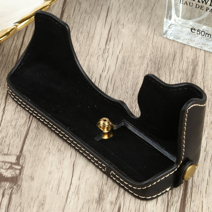 1/4 inch Thread PU Leather Camera Half Case Base for FUJIFILM XT200 (Black)-garmade.com