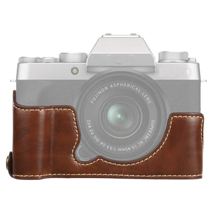 1/4 inch Thread PU Leather Camera Half Case Base for FUJIFILM XT200 (Coffee)-garmade.com