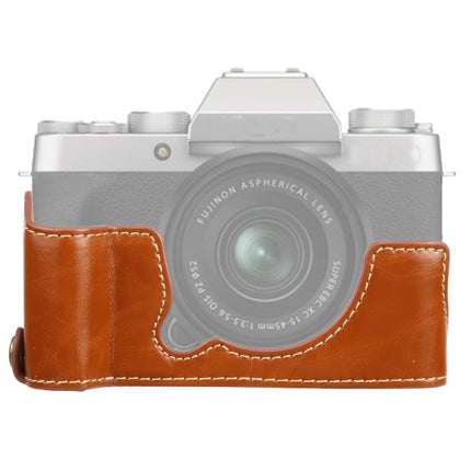 1/4 inch Thread PU Leather Camera Half Case Base for FUJIFILM XT200 (Brown)-garmade.com