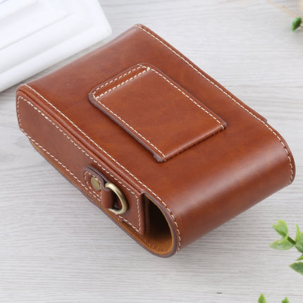 Vertical Flip Full Body Camera PU Leather Case Bag with Strap for Ricoh GR III / GRII, Sony ZV-1 / DSC-RX100M7 / RX100M6 / RX100M5 / RX100M2 (Brown)-garmade.com