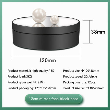 12cm 360 Degree Rotating Turntable Mirror Electric Display Stand Video Shooting Props Turntable, Load: 3kg (Black)-garmade.com