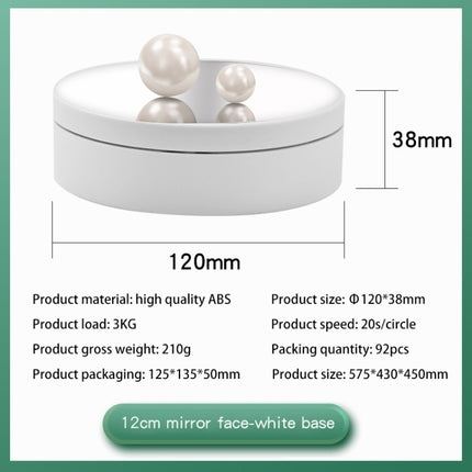 12cm 360 Degree Rotating Turntable Mirror Electric Display Stand Video Shooting Props Turntable, Load: 3kg (White)-garmade.com