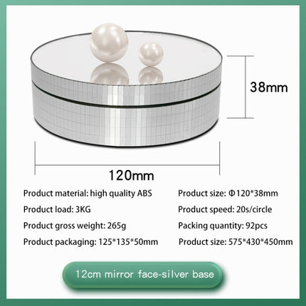 12cm 360 Degree Rotating Turntable Mirror Electric Display Stand Video Shooting Props Turntable, Load: 3kg (Silver)-garmade.com