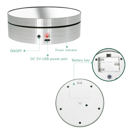 12cm 360 Degree Rotating Turntable Mirror Electric Display Stand Video Shooting Props Turntable, Load: 3kg (Gold)-garmade.com
