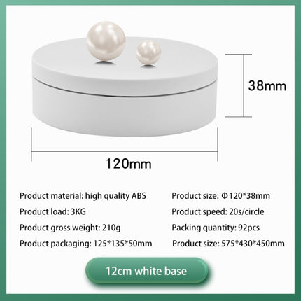 12cm 360 Degree Rotating Turntable Matte Electric Display Stand Video Shooting Props Turntable, Load: 3kg (White)-garmade.com