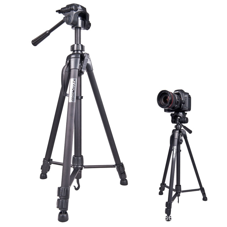WeiFeng WT-3560 3-Section Folding Legs Live Broadcast Aluminum Alloy Tripod Mount (Black)-garmade.com