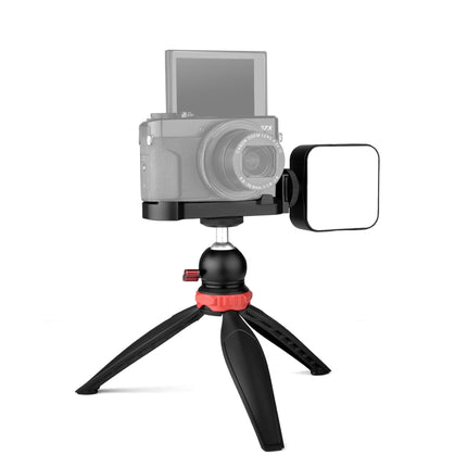 YELANGU CL9-A Camera Expansion Board Base L Plate Kit with LED Light + Tripod + Ball-head for Canon G7X2/ G7X3(Black)-garmade.com