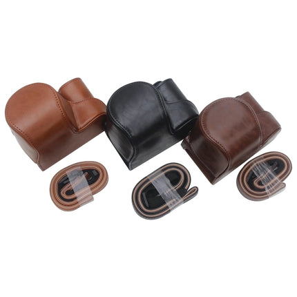 Full Body Camera PU Leather Case Bag for Sony ZV-E10 (Coffee)-garmade.com