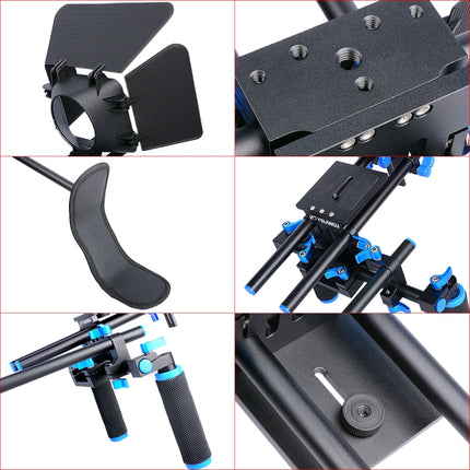 YELANGU D102 Dual-Handle Camera Shoulder Rig Mount Kit with Matte Box & Follow Focus-garmade.com
