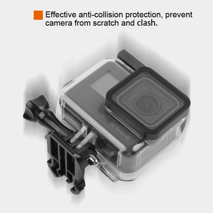 45m Waterproof Housing Protective Case + Touch Screen Back Cover for GoPro NEW HERO /HERO6 /5, with Buckle Basic Mount & Screw & (Purple, Red, Pink) Filters, No Need to Remove Lens (Transparent)-garmade.com