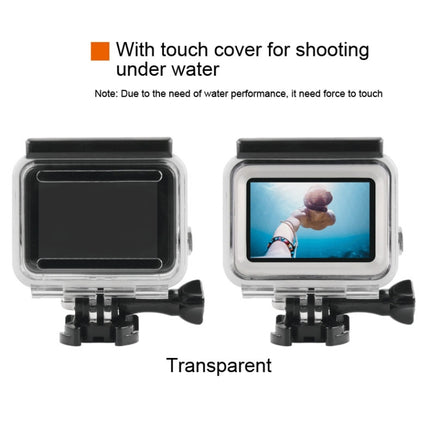 45m Waterproof Housing Protective Case + Touch Screen Back Cover for GoPro NEW HERO /HERO6 /5, with Buckle Basic Mount & Screw & (Purple, Red, Pink) Filters, No Need to Remove Lens (Transparent)-garmade.com