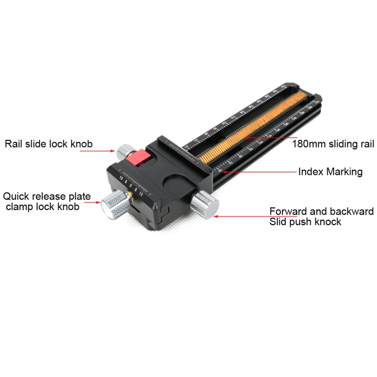 FITTEST 180mm Precision Aluminium 2-way Macro Rail Slider Tripod Head Quick Release Plate Holder-garmade.com