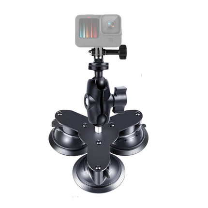 Triangle Suction Cup Mount Holder with Tripod Adapter & Screw & Phone Clamp & Anti-lost Silicone Net for GoPro HERO10 Black / HERO9 Black / HERO8 Black / HERO7 /6 /5, DJI Osmo Action, Insta360 One R and Other Action Cameras, Smartphones(Black)-garmade.com