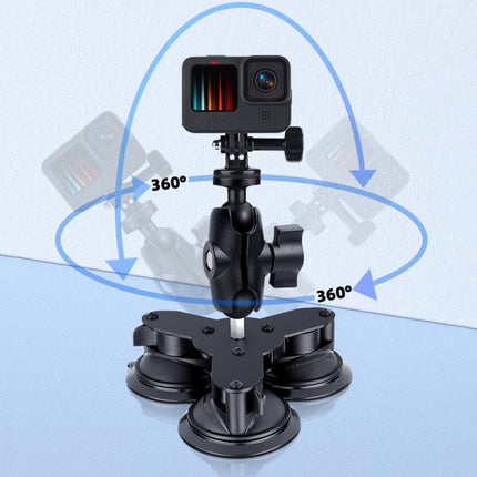 Triangle Suction Cup Mount Holder with Tripod Adapter & Screw & Phone Clamp & Anti-lost Silicone Net for GoPro HERO10 Black / HERO9 Black / HERO8 Black / HERO7 /6 /5, DJI Osmo Action, Insta360 One R and Other Action Cameras, Smartphones(Black)-garmade.com