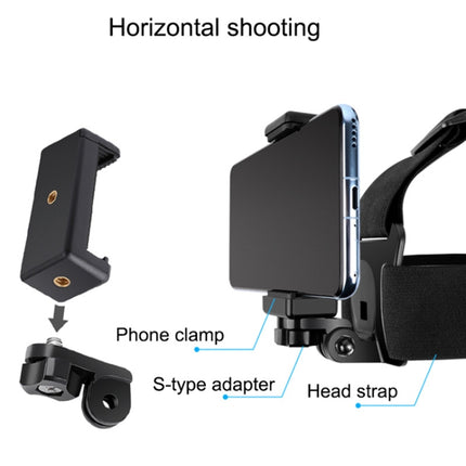 Elastic Mount Belt Adjustable Head Strap with Phone Clamp & Screw & S-type Adapter for GoPro HERO10 Black / HERO9 Black /8 /7 /6 /5, Xiaoyi and Other Action Cameras, Smarphones(Black)-garmade.com