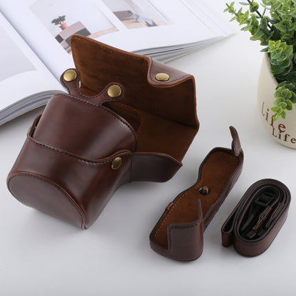 Full Body Camera PU Leather Case Bag with Strap for FUJIFILM X-T3(Coffee)-garmade.com