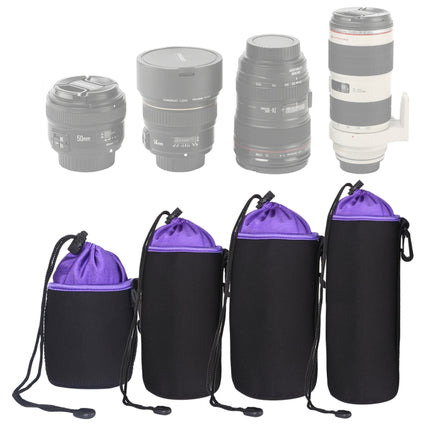 4 in 1 SLR Camera Lens Bag Micro Single Lens Bag Lens Inner Bile Bag Waterproof Protective Case Plus Velvet Thickening (Purple)-garmade.com