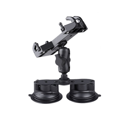 Dual Suction Cup Mount Phone Holder with Tripod Adapter & Steel Tether & Safety Buckle(Black)-garmade.com