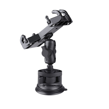 Single Suction Cup Mount Phone Holder with Tripod Adapter & Steel Tether & Safety Buckle (Black)-garmade.com