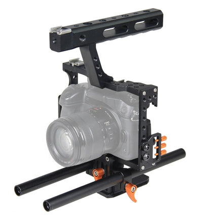YELANGU YLG0904A-C Handle Video Camera Cage Stabilizer for Panasonic Lumix DMC-GH4 / Sony A7 & A7S & A7R & A7RII & A7SII(Orange)-garmade.com