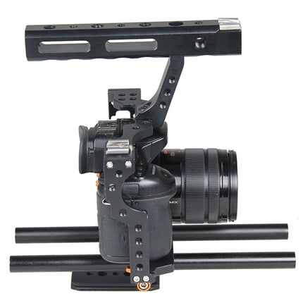 YELANGU YLG0904A-C Handle Video Camera Cage Stabilizer for Panasonic Lumix DMC-GH4 / Sony A7 & A7S & A7R & A7RII & A7SII(Orange)-garmade.com